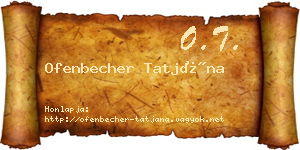 Ofenbecher Tatjána névjegykártya